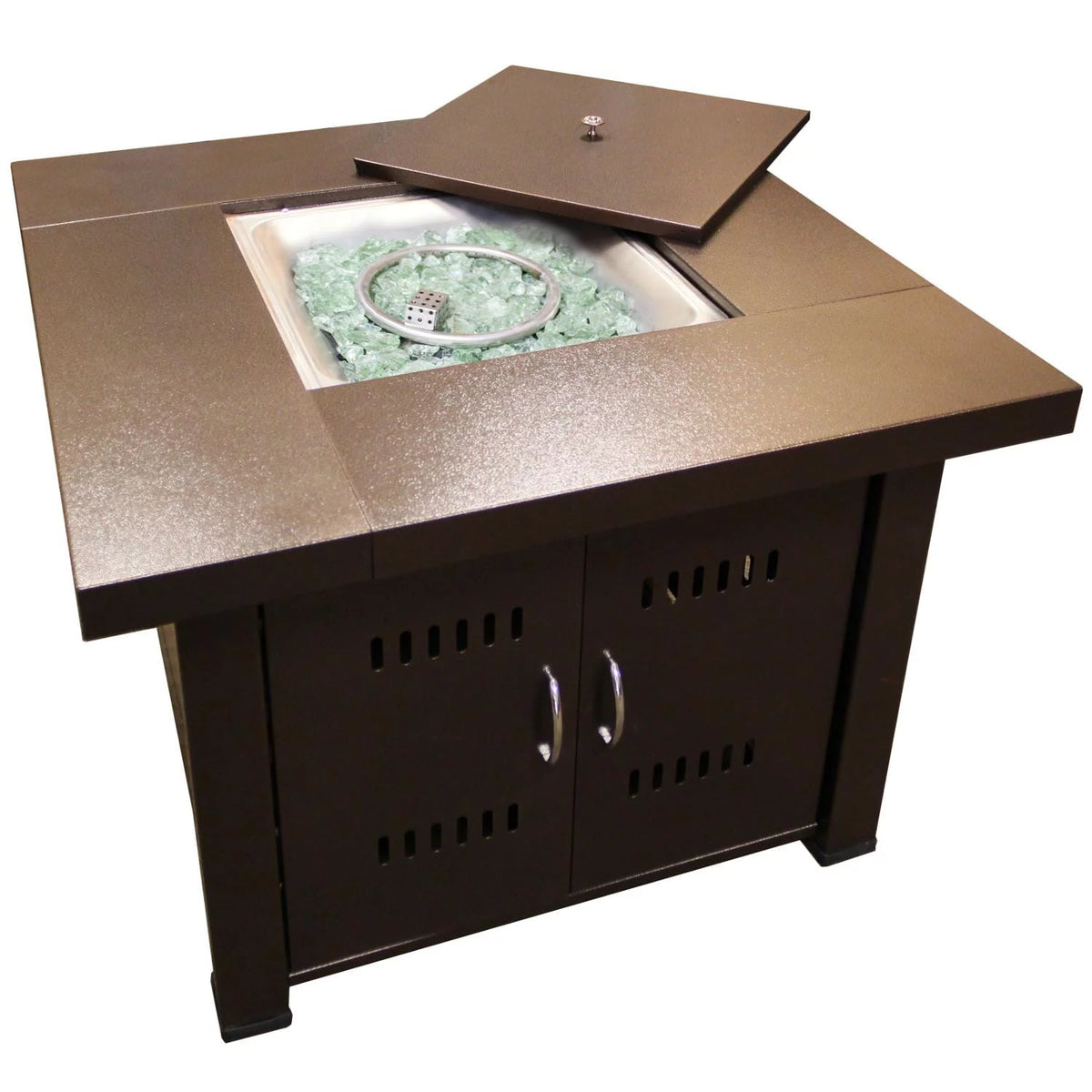 Propane Fire Pit Hammered Bronze and Stainless Steel Finish G246