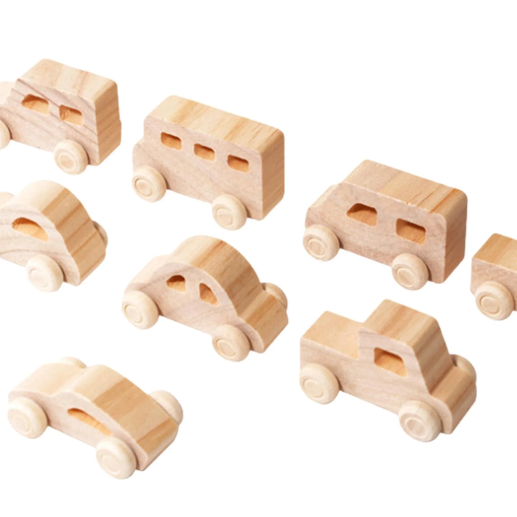 8Pcs Wooden Mini Car Building Blocks Stacking Balance Game X54110