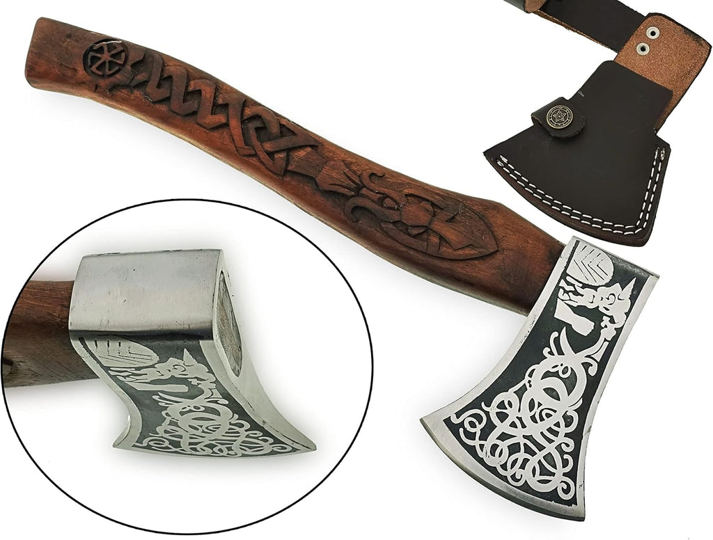16 Inches Carbon Steel Axe with Rose Wood Handle J20070