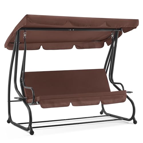 3 Seat Patio Swing Chair with Adjustable Canopy B8604