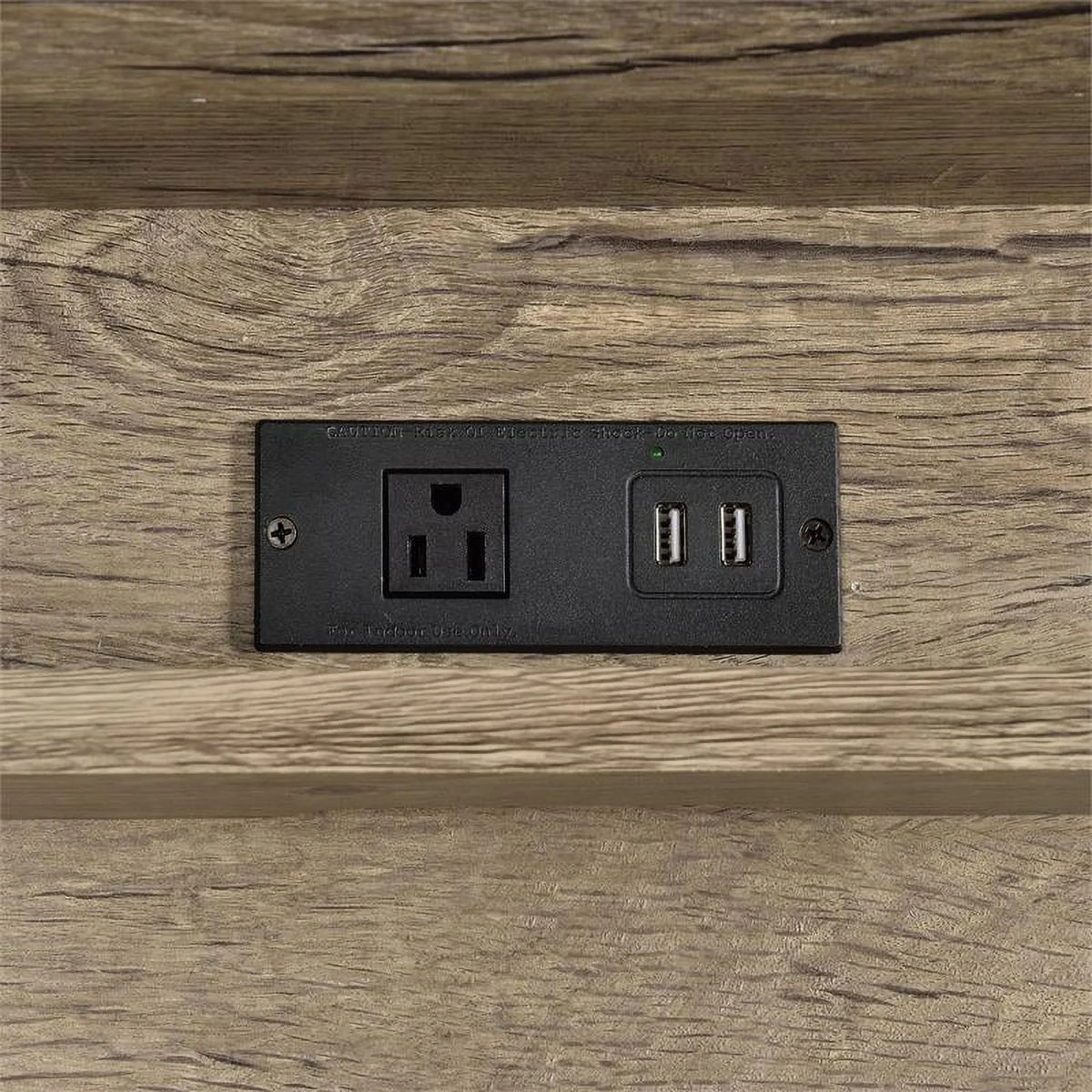 Wood and Black Metal Desk with USB Port K1463