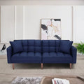 Navy Blue Memory Foam Futon Sofa Bed with 2 Pillows Q7192