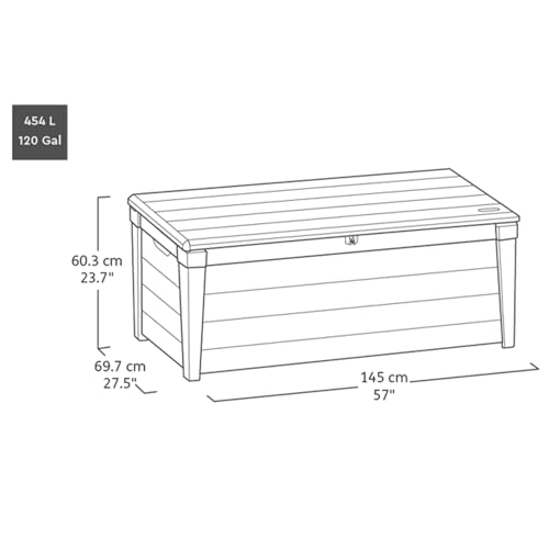 Brown 120 Gal Lockable Waterproof Plastic Deck Box V61677