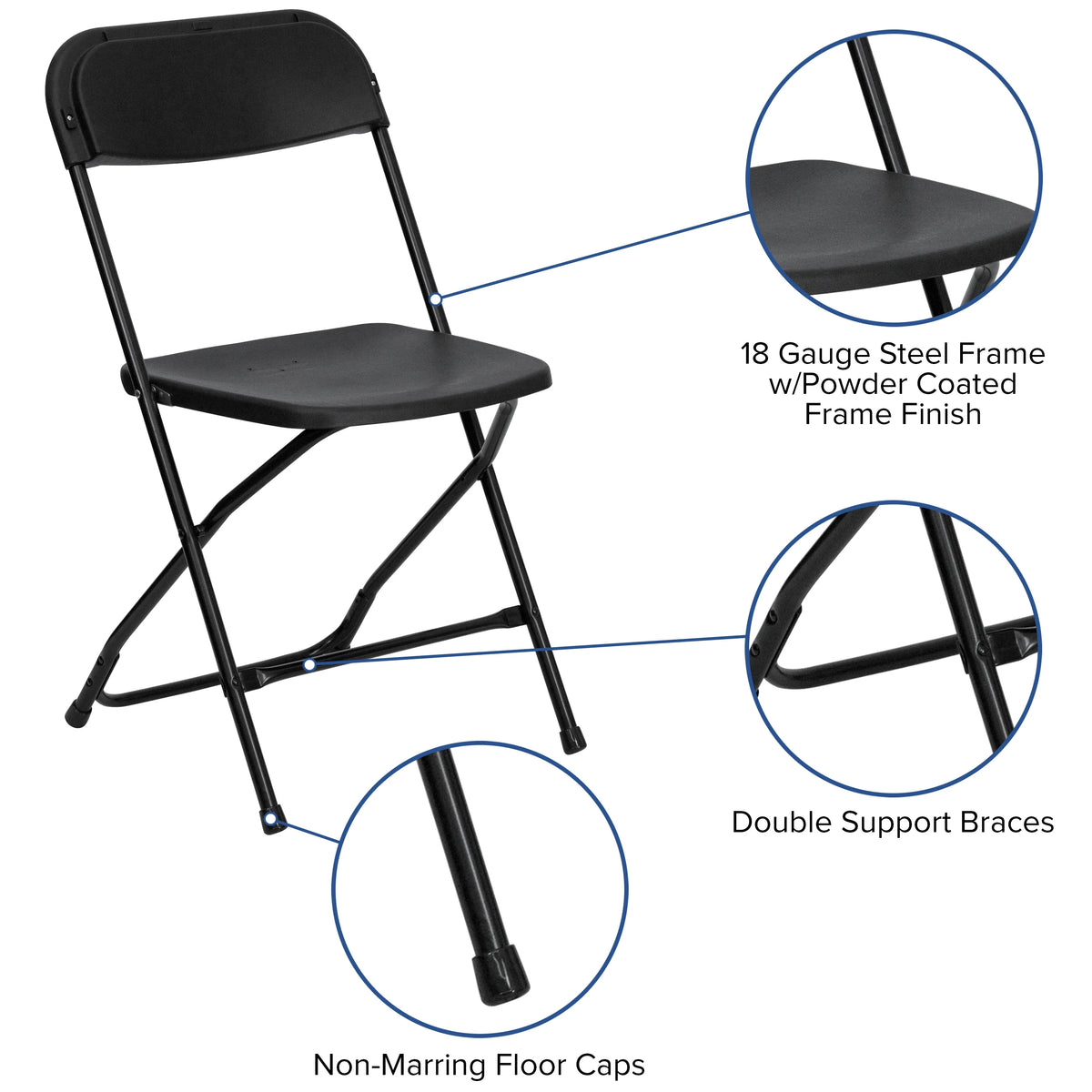 8' Bifold Granite White Plastic Folding Table Set With 10 Folding Chairs O150513