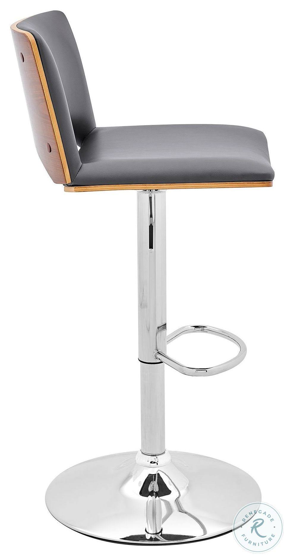 Gray Faux Leather Swivel Bar Stool C337