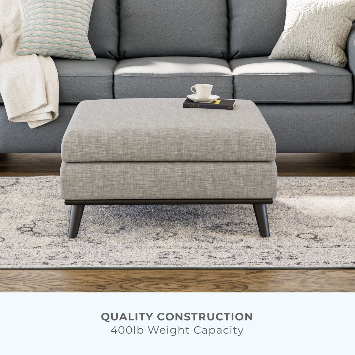 Light Gray Square Ottoman L598575