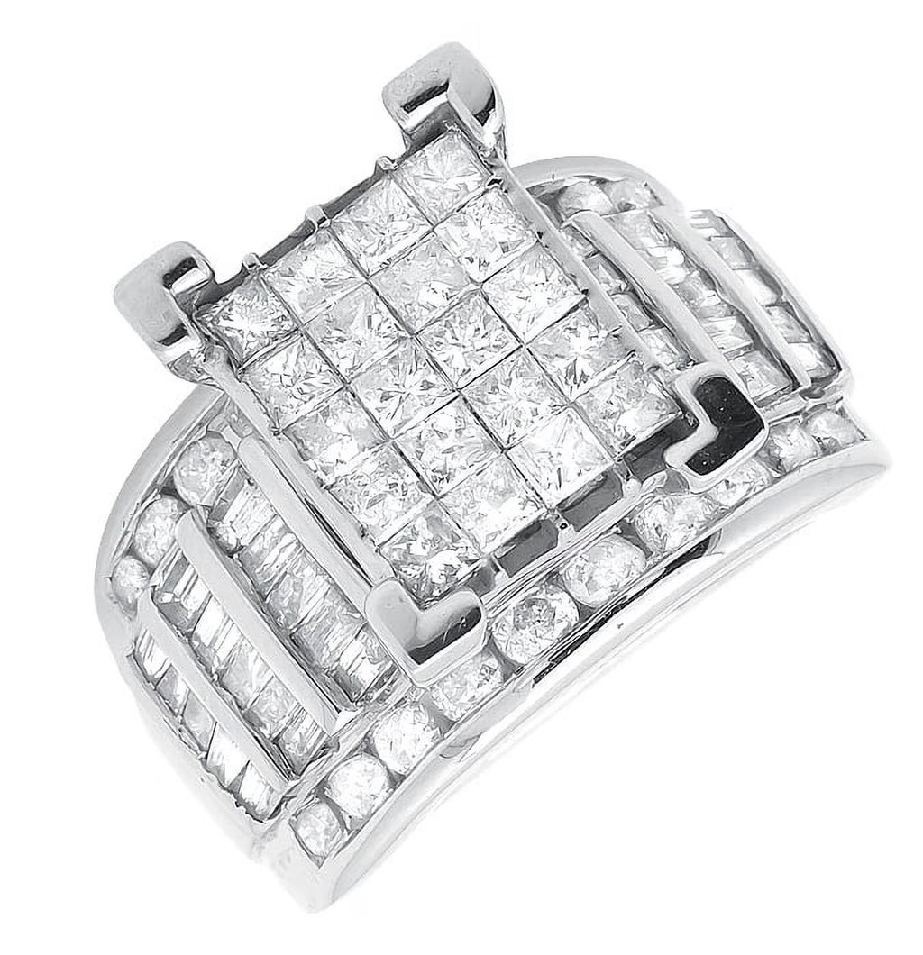 10k White Gold Princess Cut Cluster Engagement Ring Y9873