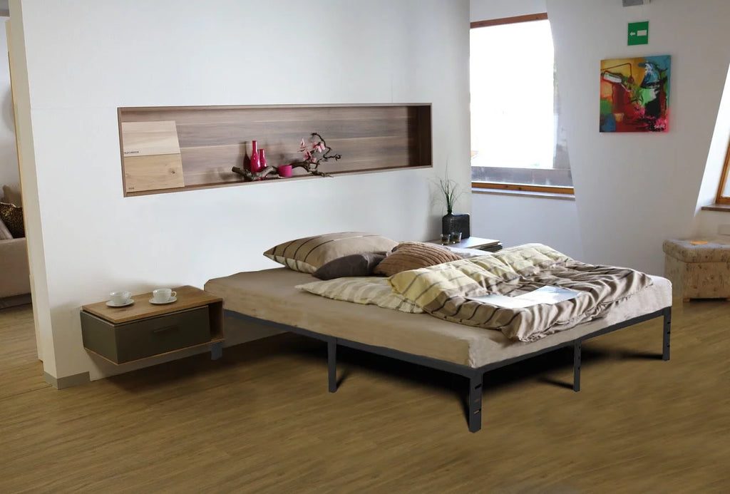 18 inches Full Size Black Metal Platform Bed Frame with Storage L836