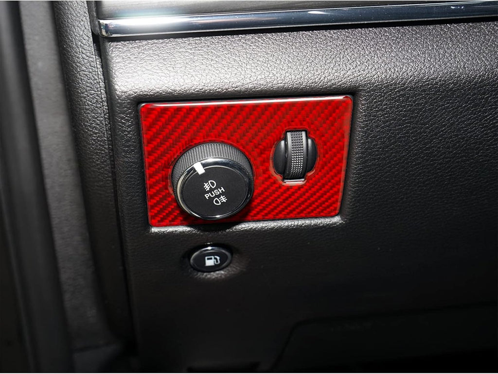 Red Carbon Fiber Headlight Switch Panel Cover Trim Sticker for Jeep Grand Cherokee 2014-2020 1PCS G849