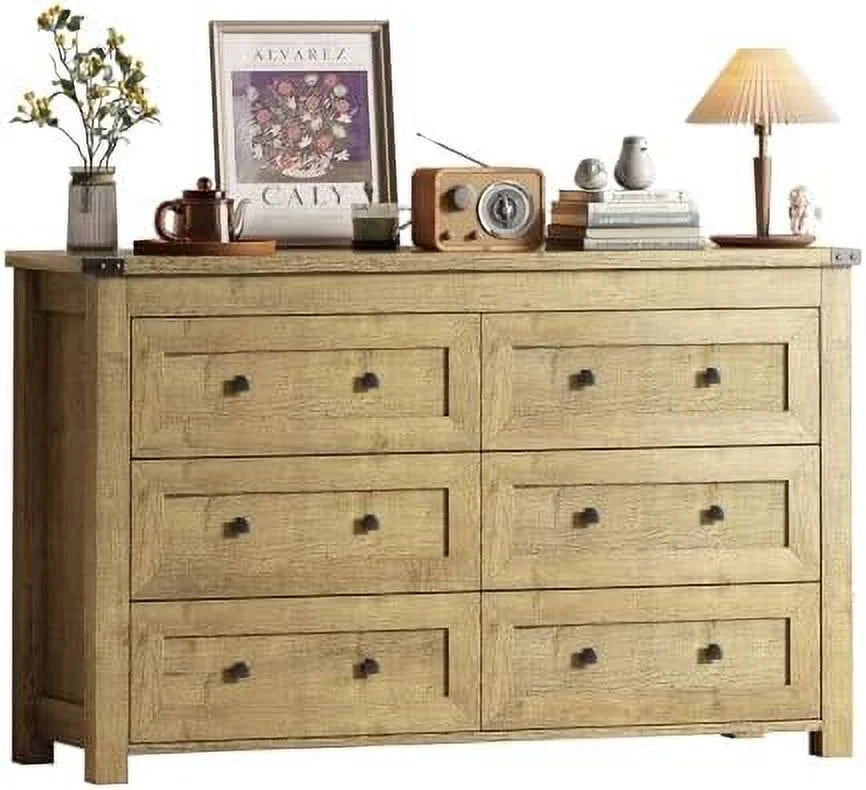 White 6 Drawer Wood Dresser L161