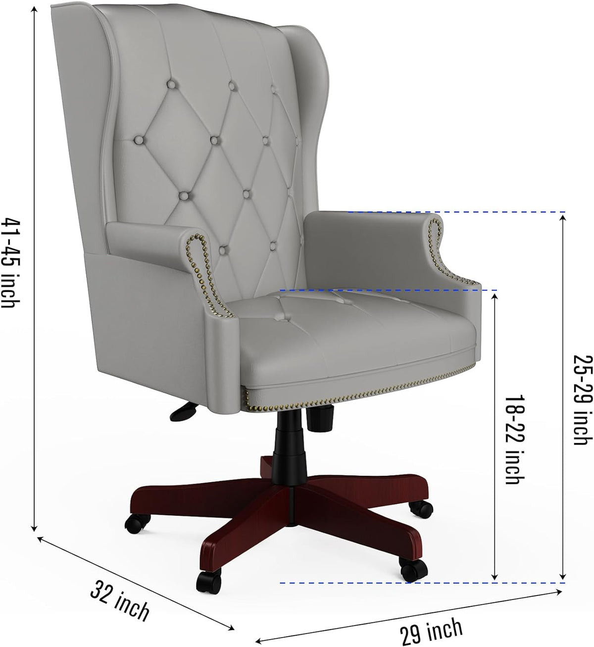 Gray High Back PU Leather Office Chair with Caster Wheels Z5928