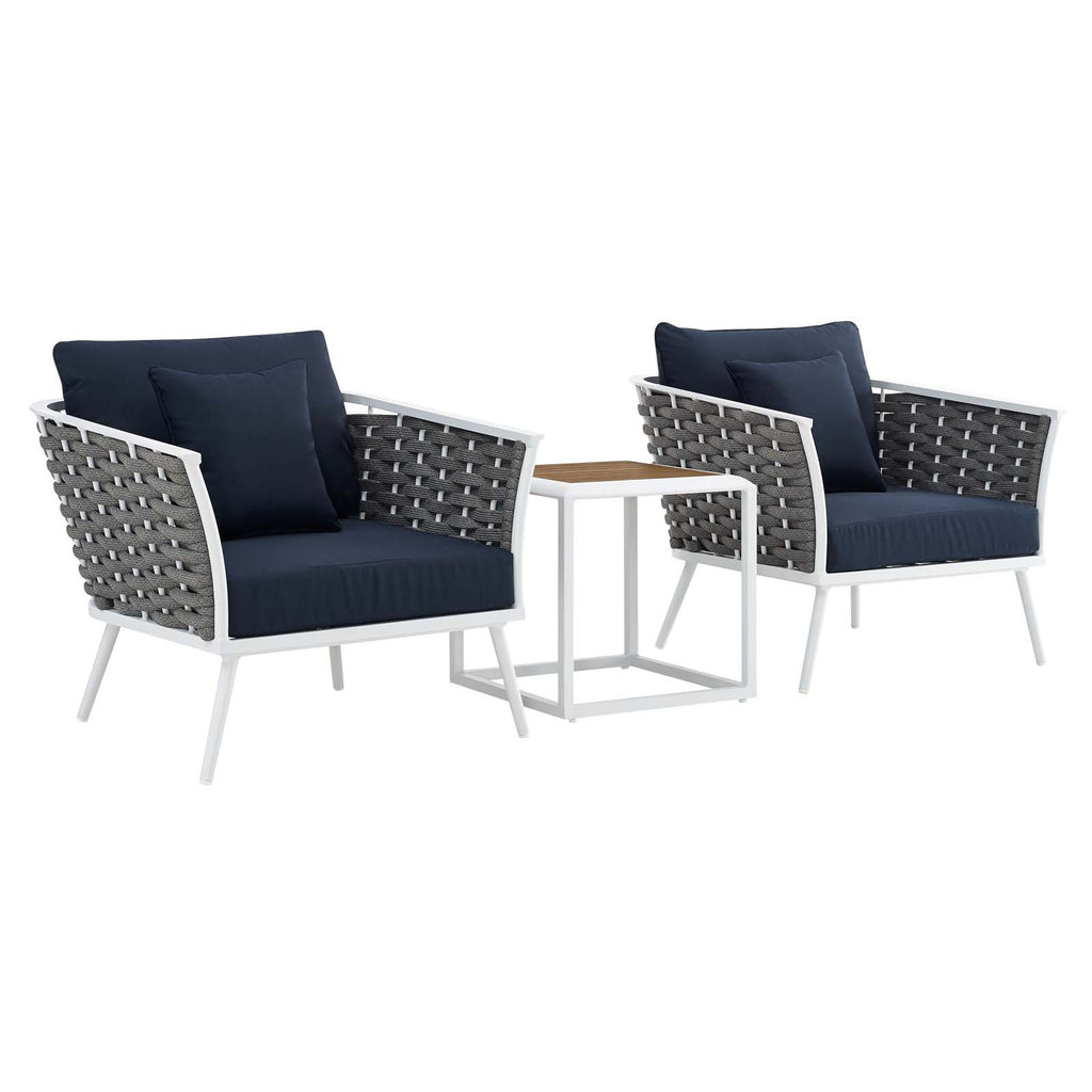 White Navy 3 Piece Outdoor Aluminum Sectional Sofa Set Y727