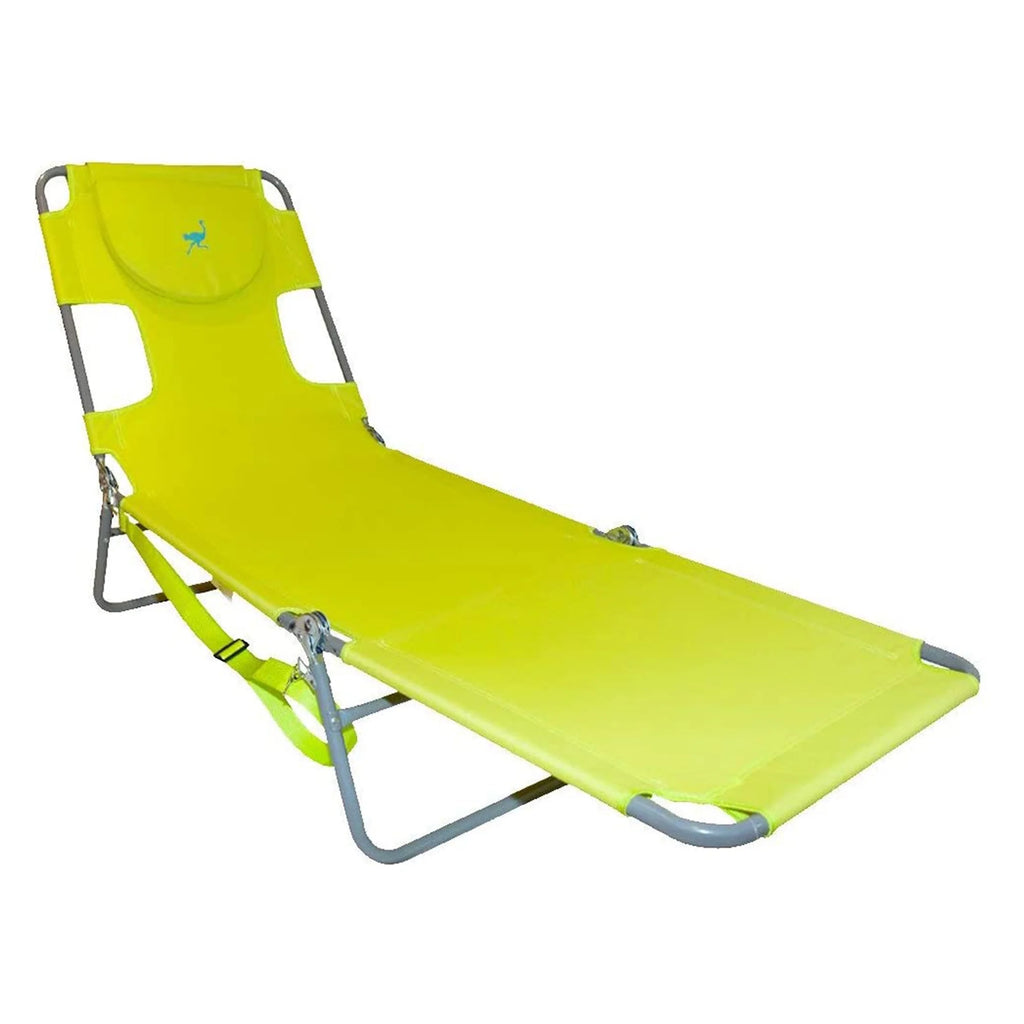Neon Green Foldable Chaise Lounge Beach Chair 3 Pack J133