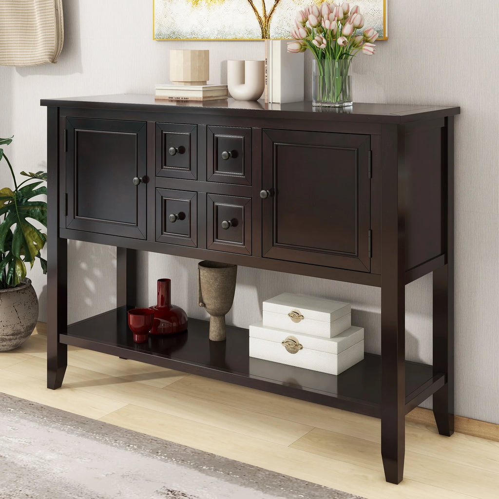 Vintage Console Table with Four Small Drawers and Bottom Shelf M877182