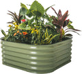 17" Tall 4 in 1 Modular Metal Raised Garden Bed Kit Olive Green M9812