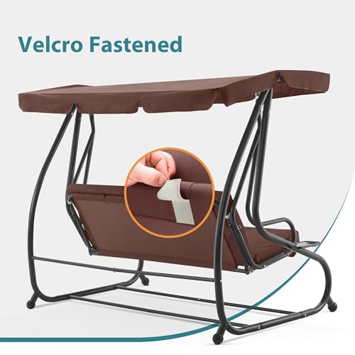 3 Seat Patio Swing Chair with Adjustable Canopy B8604