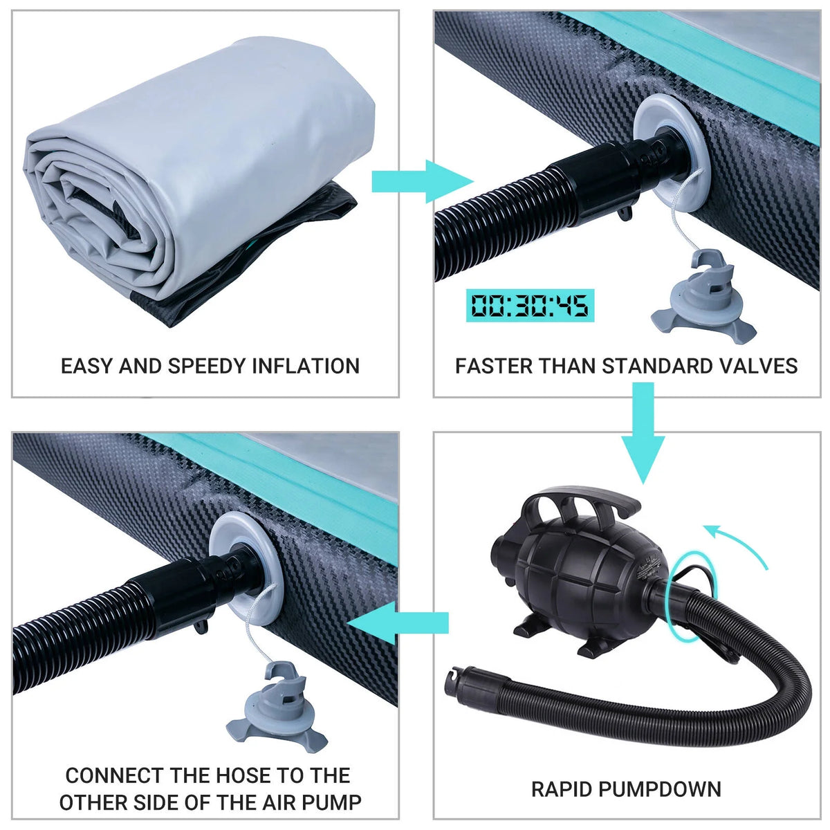 C-Green 13ft 4in Inflatable Air Tumble Track Gymnastics Tumbling Mat with Electric Air Pump T20070