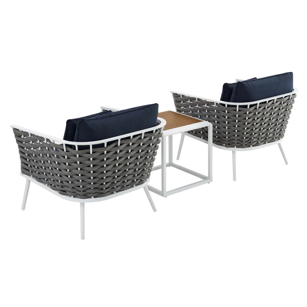 White Navy 3 Piece Outdoor Aluminum Sectional Sofa Set Y727