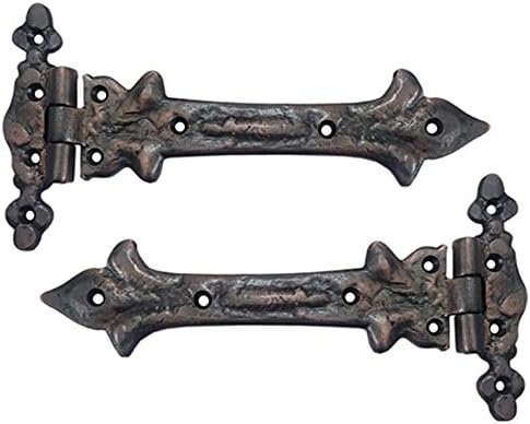Antique Cast Iron Strap T Hinge, 7.9" x 2 Pack, Rust Living Finish E895