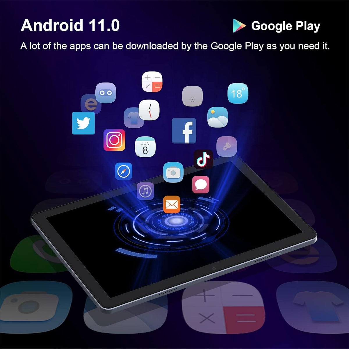 Android 11 Tablet 10.1 inch 2 in 1 Octa-Core 3GB RAM 64GB ROM with Keyboard B507