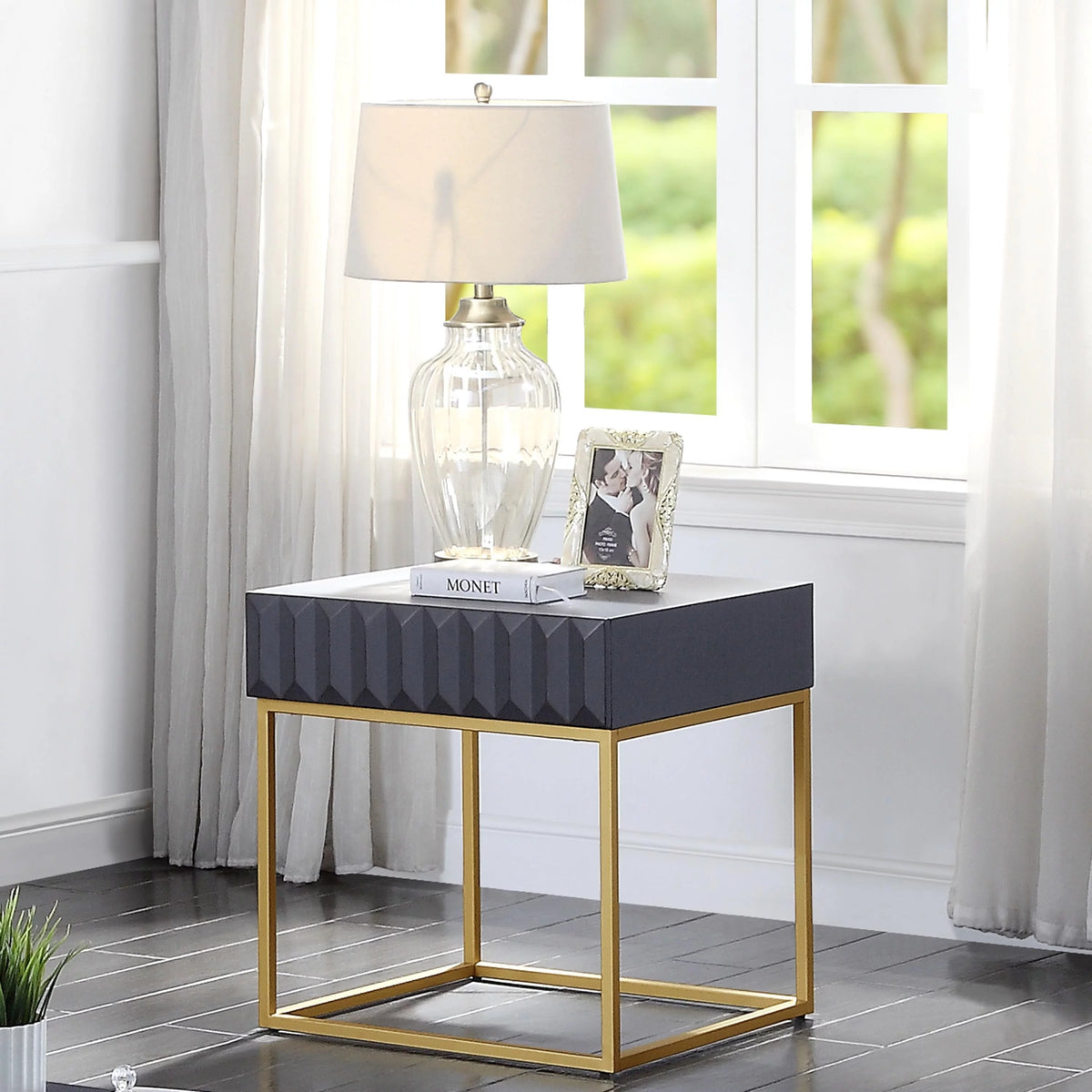Antique Blue 1-Drawer Accent Table G2577