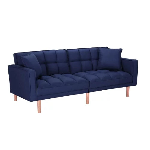Navy Blue Memory Foam Futon Sofa Bed with 2 Pillows Q7192