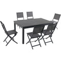 7-Piece Expandable Dining Set with 6 Folding Sling Chairs K826