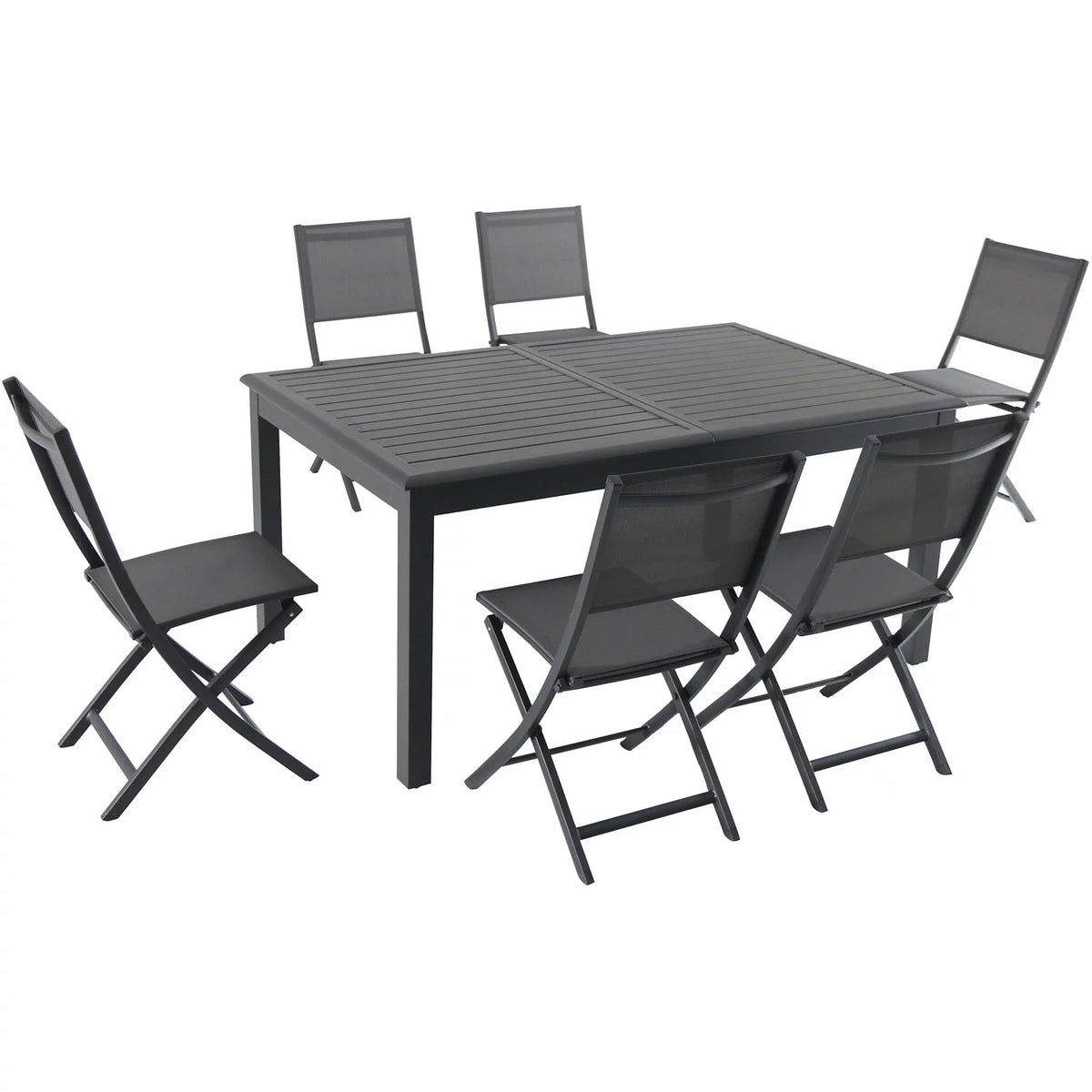 7-Piece Expandable Dining Set with 6 Folding Sling Chairs K826