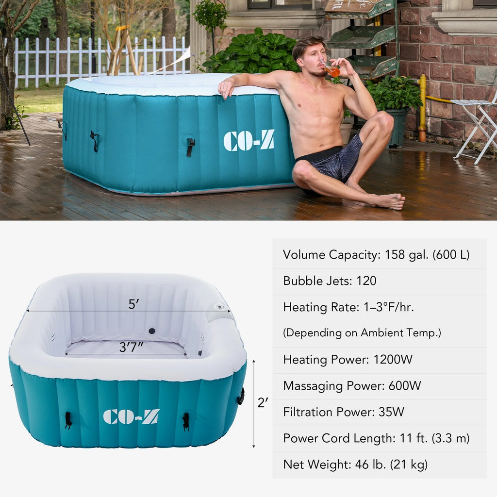 4 Person Inflatable Hot Tub Pool with Massage Jets G744179