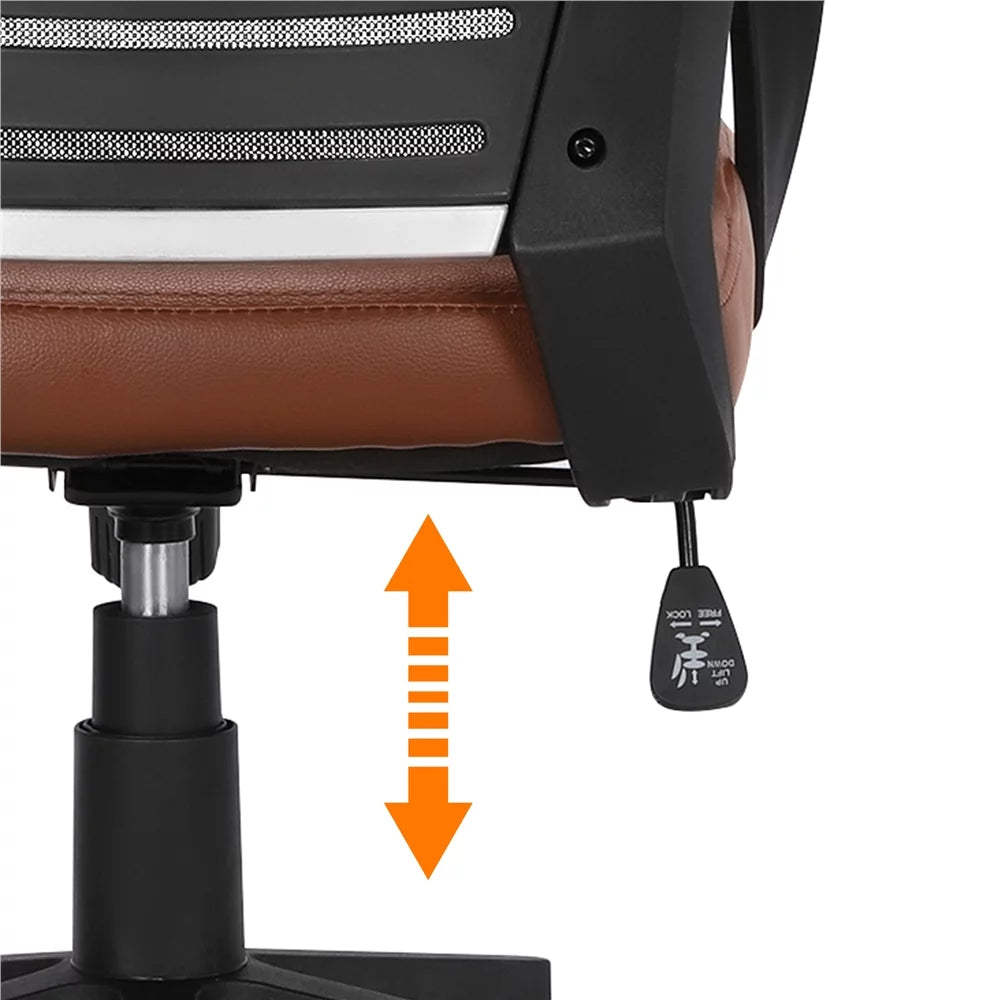 Brown Faux Leather Office Chair Set of 2 R6008