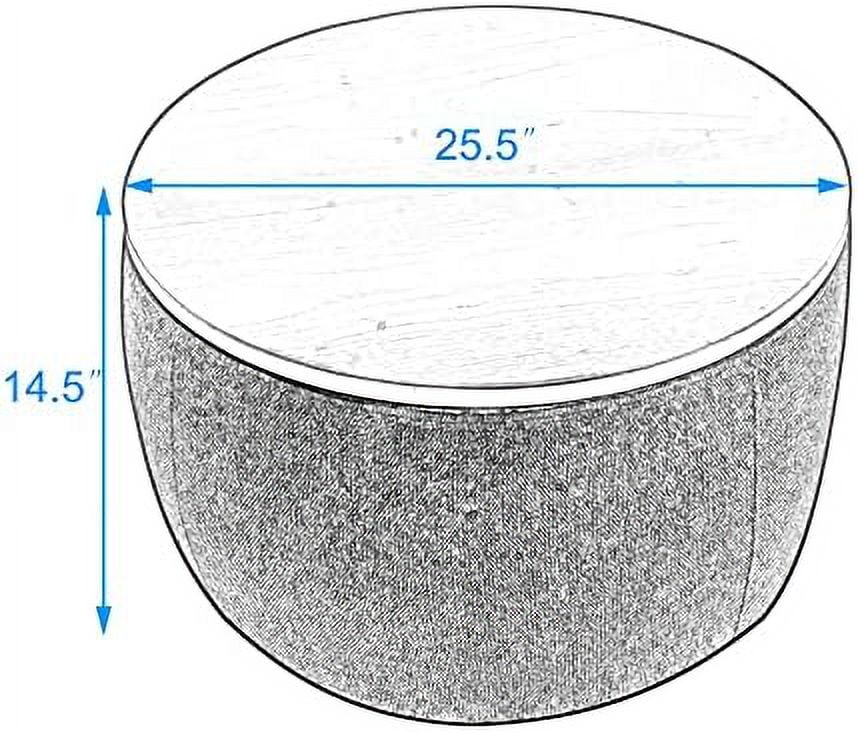 Light Gray Round Ottoman with Reversible Lid Tray J49079