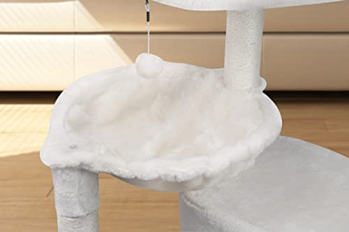 Grey Cat Tree with Cat Condo and Hammock C4401