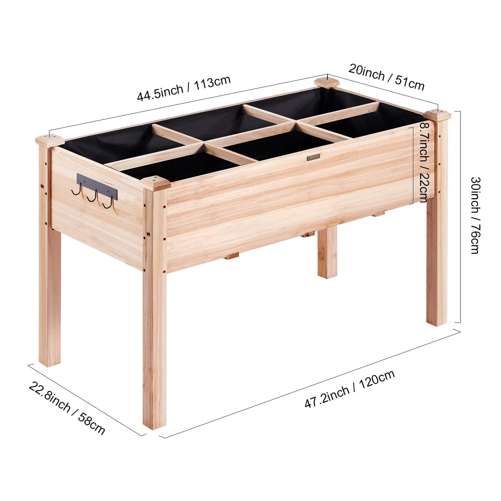 Wooden Raised Garden Bed with Non-Woven Liner C266