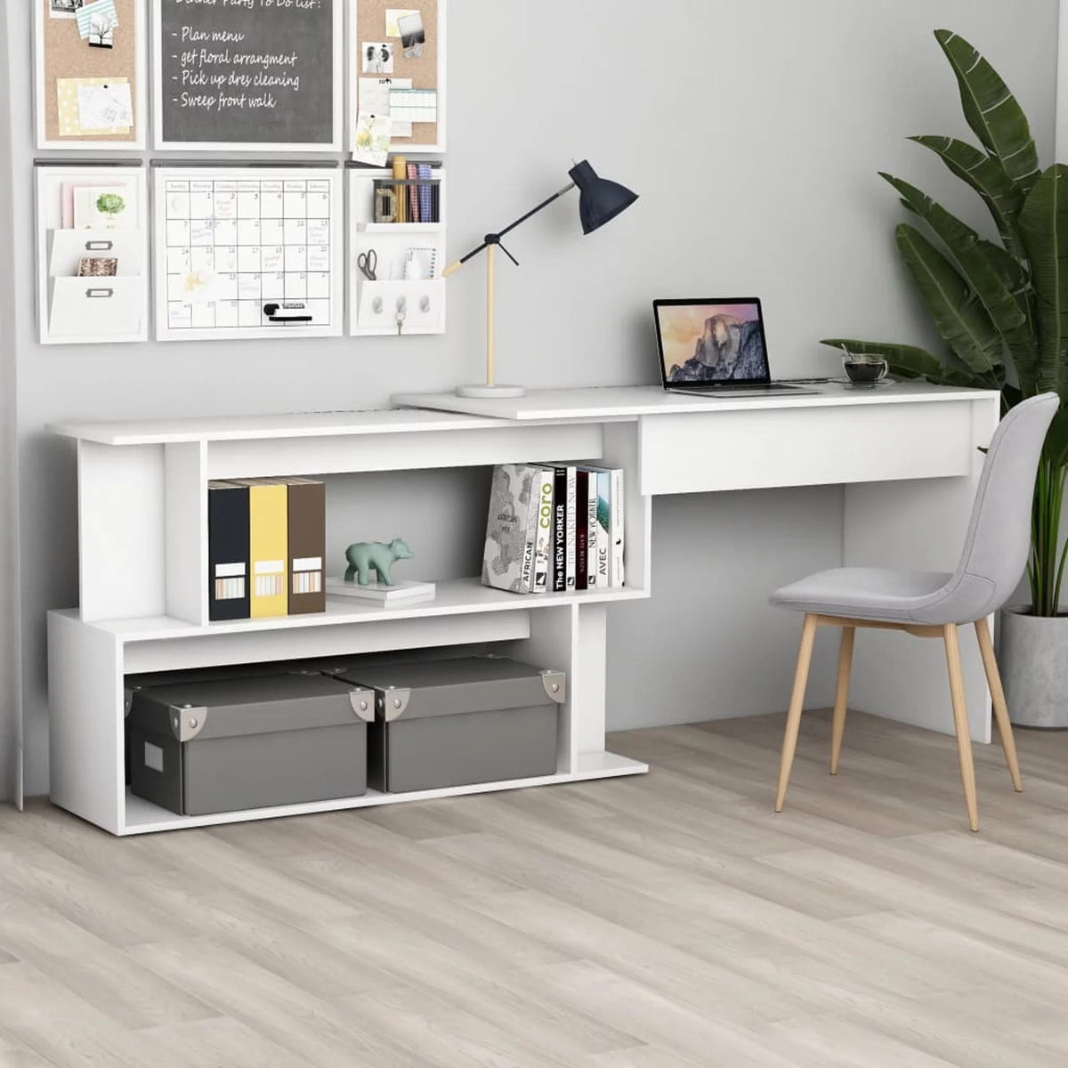 White Engineered Wood Corner Desk O279814