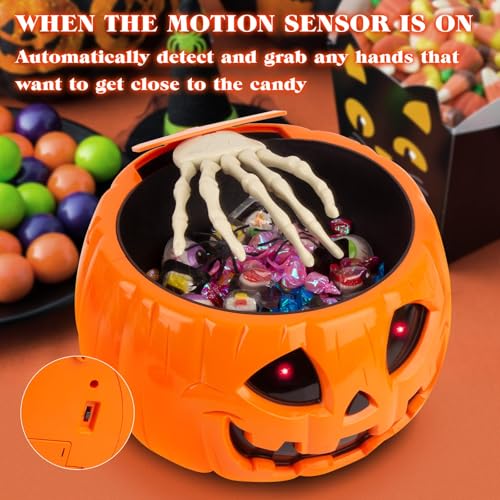 Motion Activated Pumpkin Candy Bowl with Creepy Sound Y59405