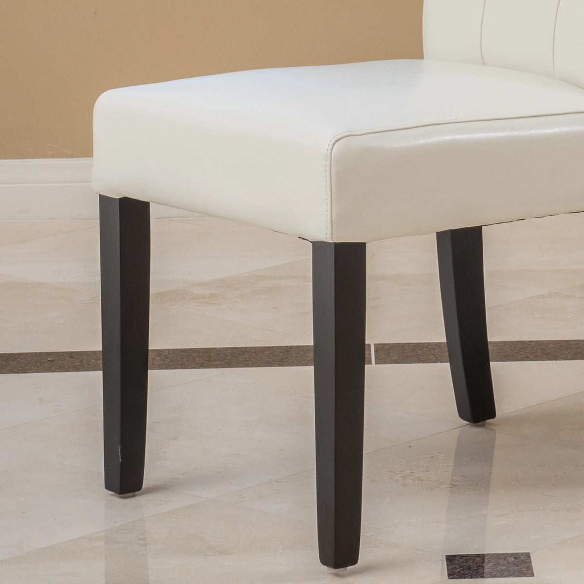 Ivory Bonded Leather Dining Chair Set of 2 Q188