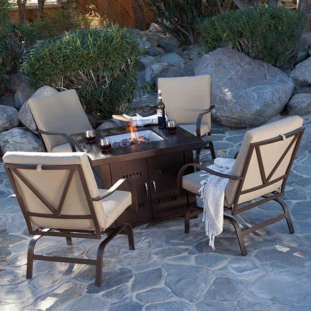 Propane Fire Pit Hammered Bronze and Stainless Steel Finish G246