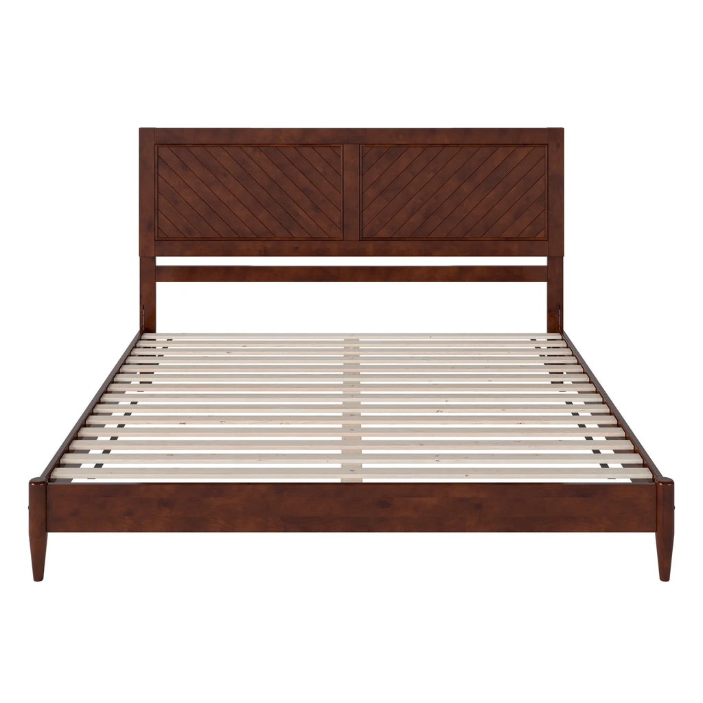 King Solid Wood Low Profile Platform Bed, Walnut A185