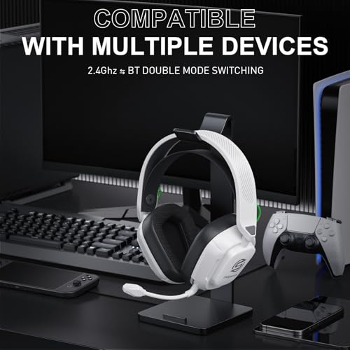 2.4GHz Wireless Gaming Headset with Noise Canceling Mic, Black White U754068