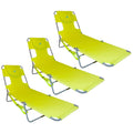 Neon Green Foldable Chaise Lounge Beach Chair 3 Pack J133