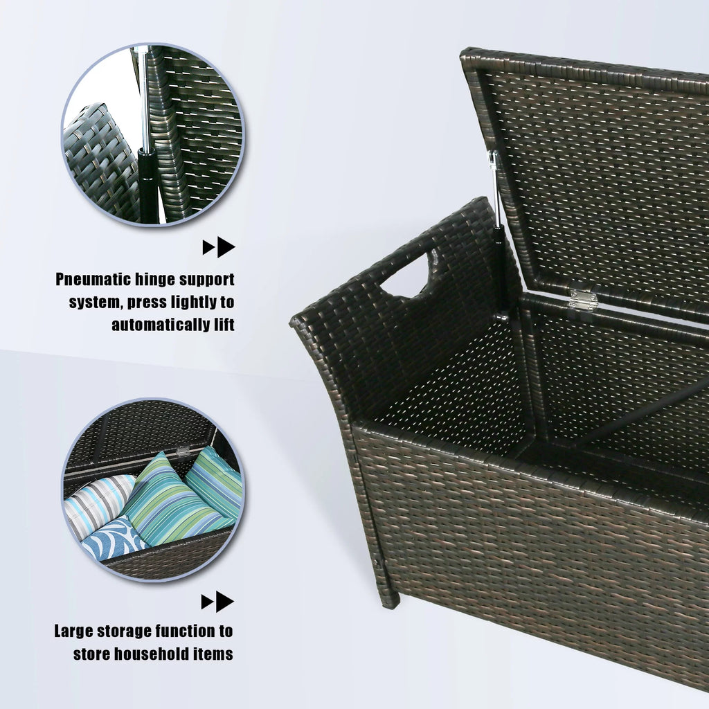 27.6 Gallon Wicker Storage Bench with Cushion W797462
