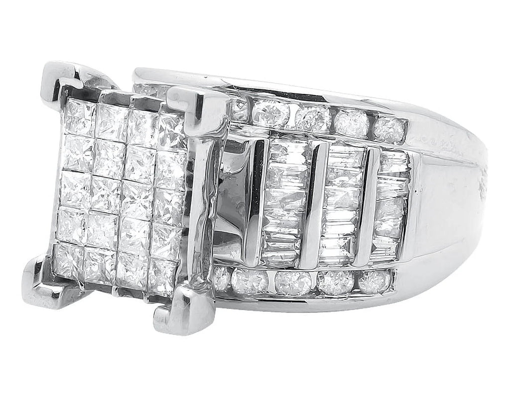 10k White Gold Princess Cut Cluster Engagement Ring Y9873