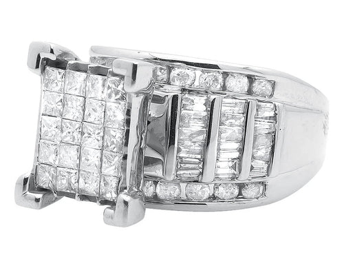 10k White Gold Princess Cut Cluster Engagement Ring Y9873