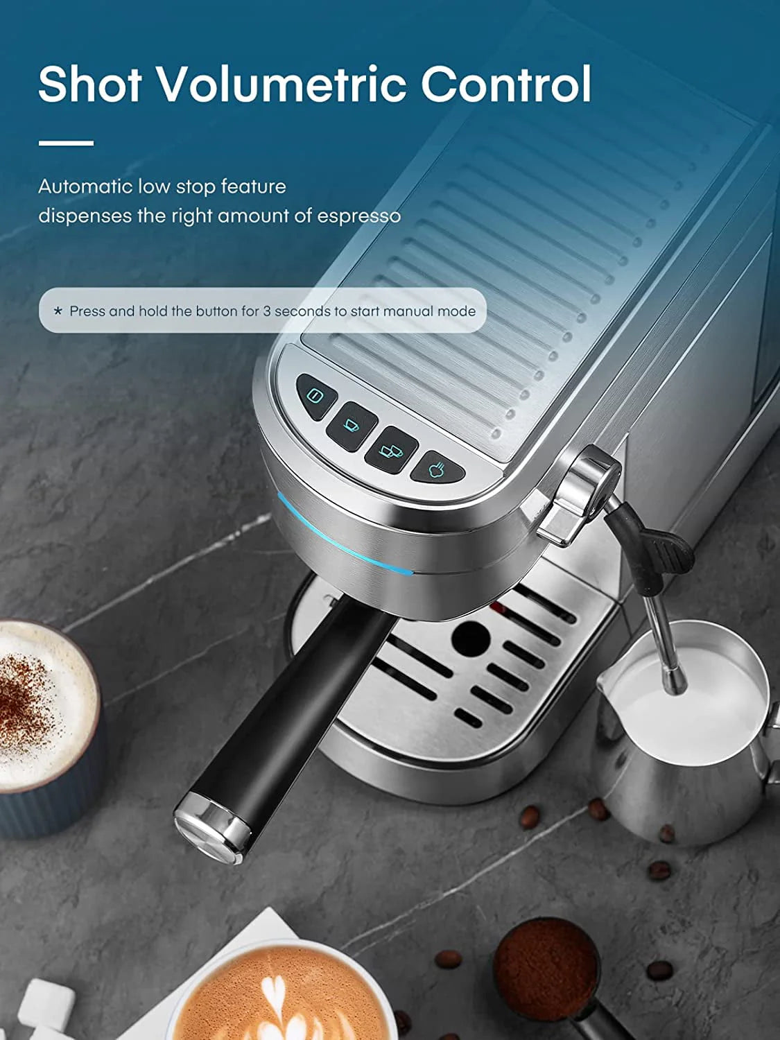 20 Bar Stainless Steel Espresso and Cappuccino Maker with Milk Frother A71047