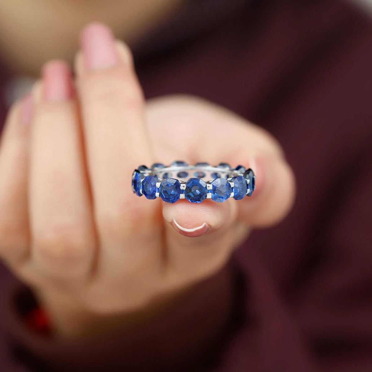925 Sterling Silver Blue Sapphire Full Eternity Ring N945750
